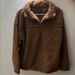 Zenana Outfitters Cozy Brown Zip-Up Sweater